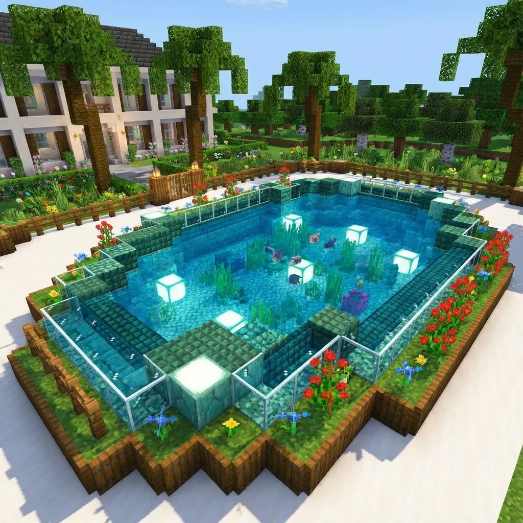Minecraft oval swimming pool